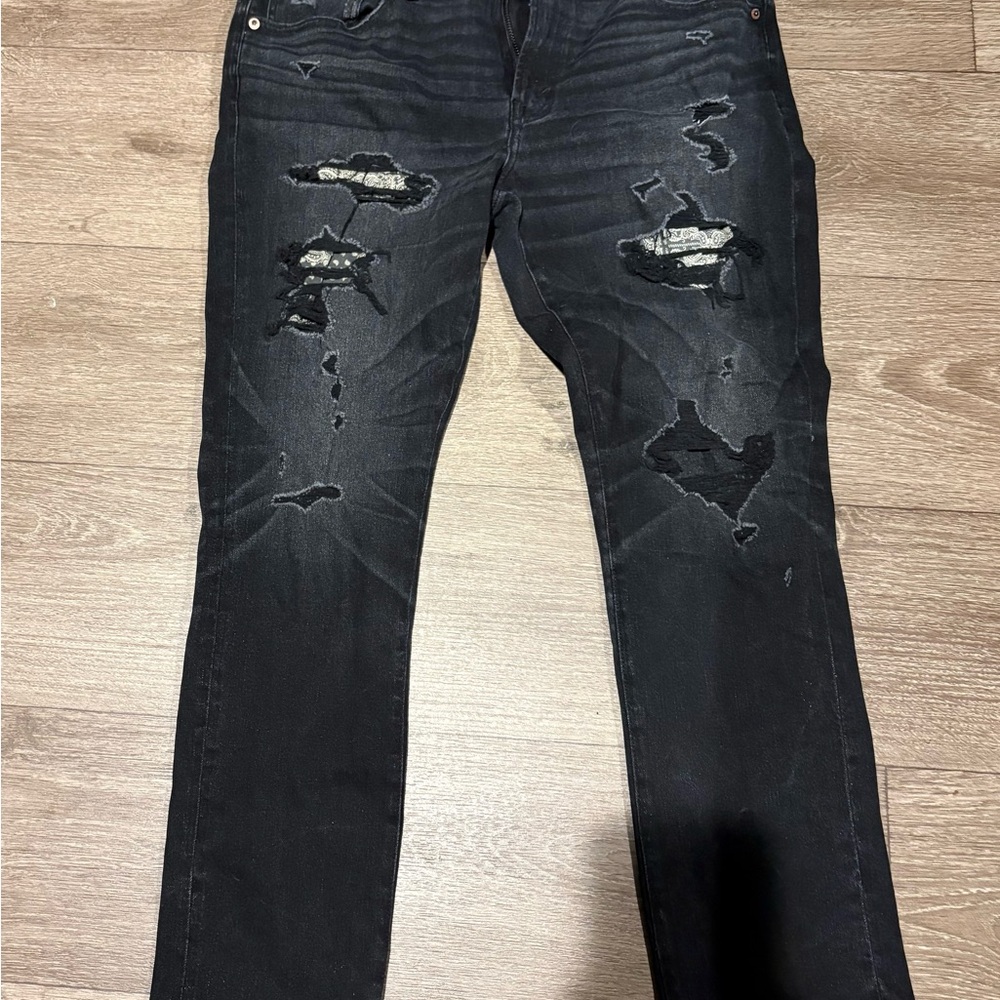 Distressed Black Jeans for Men 38x30